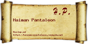 Haiman Pantaleon névjegykártya